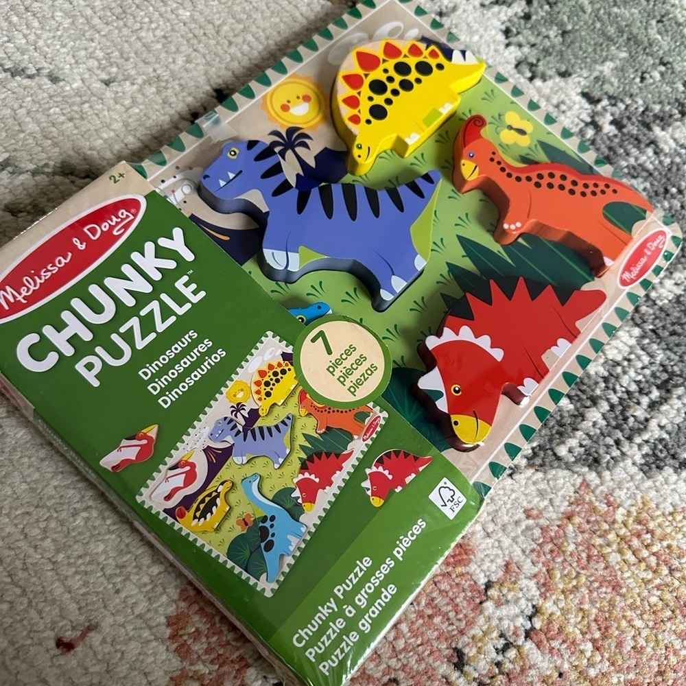New Melissa & Doug Dinosaur Extra Thick Wooden Chunky Puzzle FSC Certified